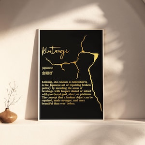Impression de feuille d'or définition Kintsugi - Art japonais (sans cadre)