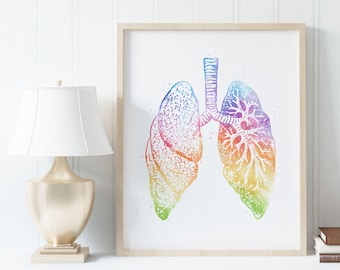 Watercolor Lung Art - Lung Anatomy Print - Lung Wall Decor - Med Student Gift - Medical Office Decor - Anatomy Wall Decor - Medical Decor