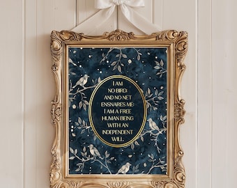 Jane Eyre Quote Gold Foil Print: Literary Cottagecore Decor