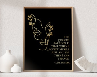 Carl Rogers Quote Therapy Print - LCPC Gift - LCP Decor - Counselling Office - Gold Foil Print - Therapy Office Decor - 8.5x11 inches