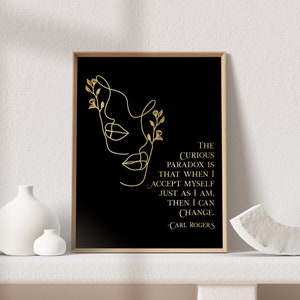 Carl Rogers Quote Therapy Print - LCPC Gift - LCP Decor - Counselling Office - Gold Foil Print - Therapy Office Decor - 8.5x11 inches