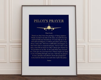 Pilot Gifts for Men - Airman Gift - Pilot's Prayer - Aviation Art Print - 8.5x11 inches