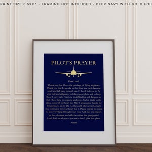 Pilot Gifts for Men - Airman Gift - Pilot's Prayer - Aviation Art Print - 8.5x11 inches