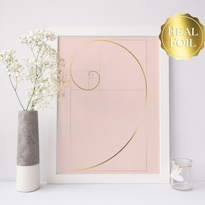 Fibonacci Art - Math Poster - Math Teacher Gift - Gold Foil Print - 8.5x11 inches