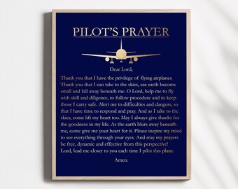 Pilot Gifts for Men - Airman Gift - Pilot's Prayer - Aviation Art Print