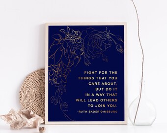 Ruth Bader Ginsburg Quote Print - Lawyer Gift - RBG Gift - Motivational Art - Feminism