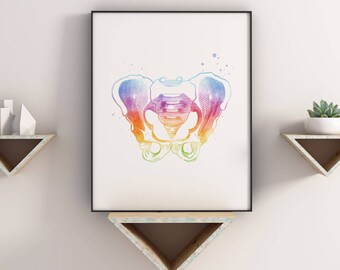 Pelvis Anatomy Print - Watercolor Anatomy Art - Hip Bone - Med Student Gift - Medical Office Decor - Orthopedic Art - Orthopedic Gift