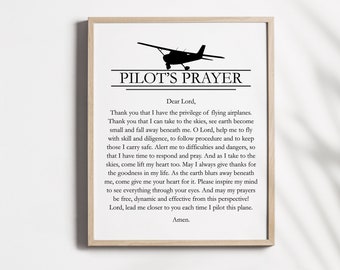 Pilot's Prayer Art Print: Aviation Gift for Airman