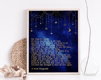 Fitzgerald Quote Gold Foil Print: Inspirational Literary Art (8.5x11 inch)