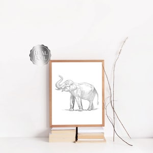 Elephant Gifts Gold Foil Elephant Print Elephant Wall Decor image 2