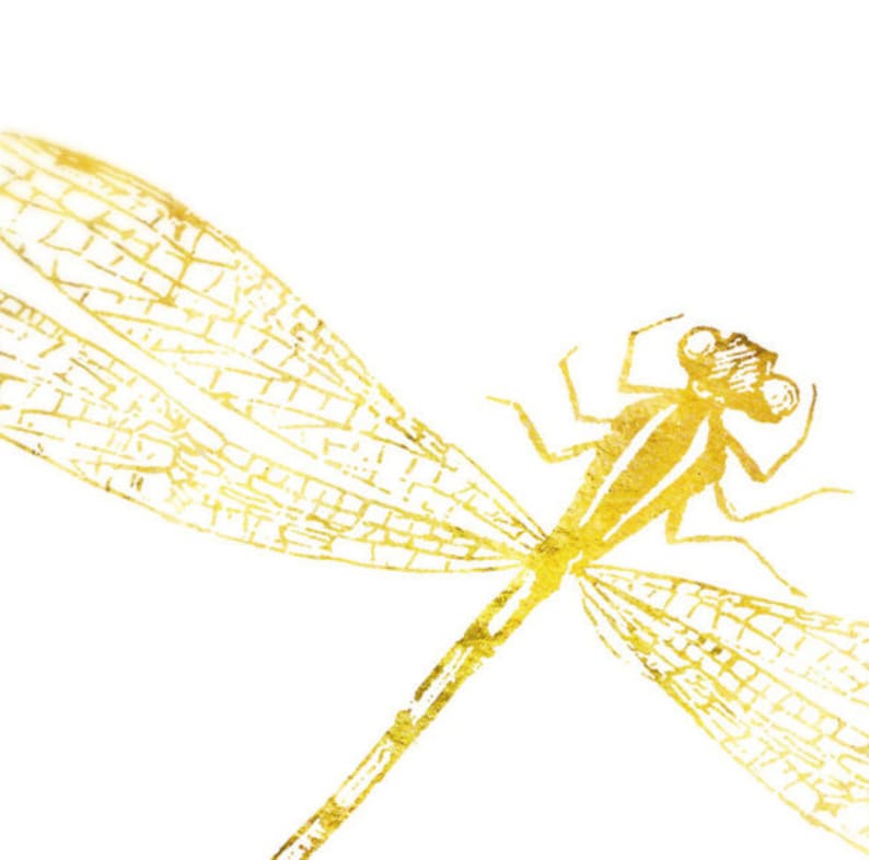 Gold Dragonfly Print Gold Foil Print Dragonfly Wall Art Etsy