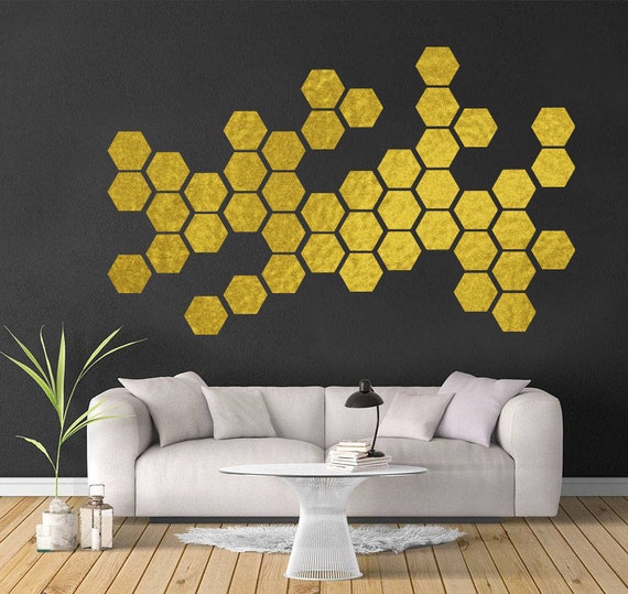 Gold Hexagon Wall Decal Hexagon Wall Vinyl Hexagon Wall Etsy