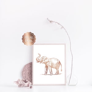 Elephant Gifts Gold Foil Elephant Print Elephant Wall Decor image 3