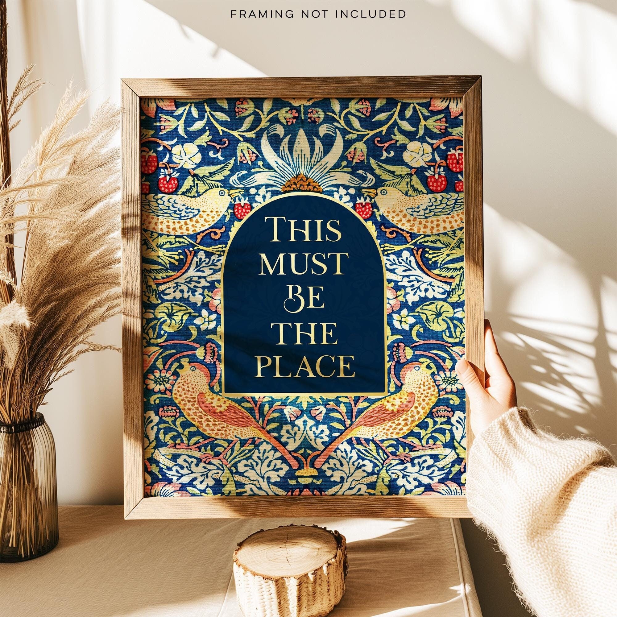 Gold Foil 'This Must Be The Place' Print - William Morris Strawberry Thief