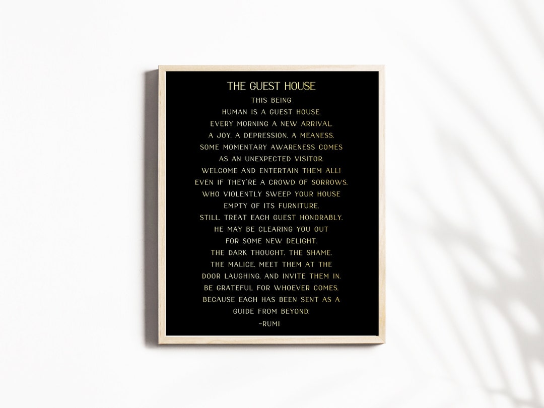 Rumi the Guest House Poem Print Rumi Quote Gold Foil 8.5x11 Inches - Etsy
