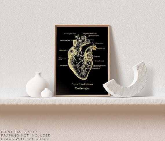 Personalized Gold Foil Heart Print: Cardiology Gift (8.5x11 inches)