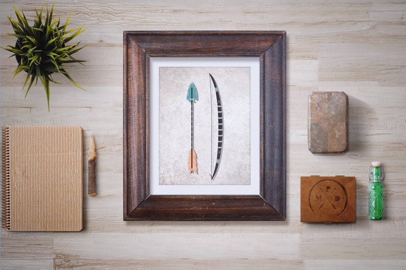 Bow And Arrow Art Print 8x1011x14 Boho Art Native American Etsy