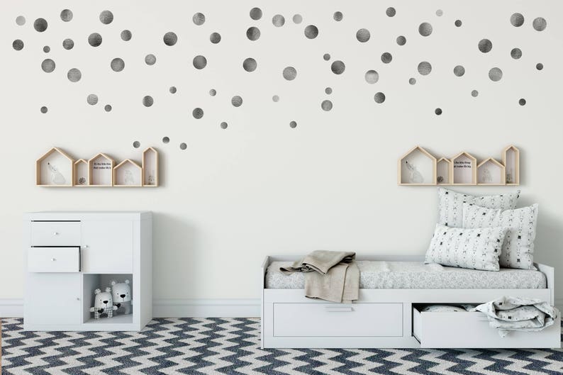 Silver Polka Dot Wall Decal Dots Vinyl Decor Confetti Nursery L And Stick Kid