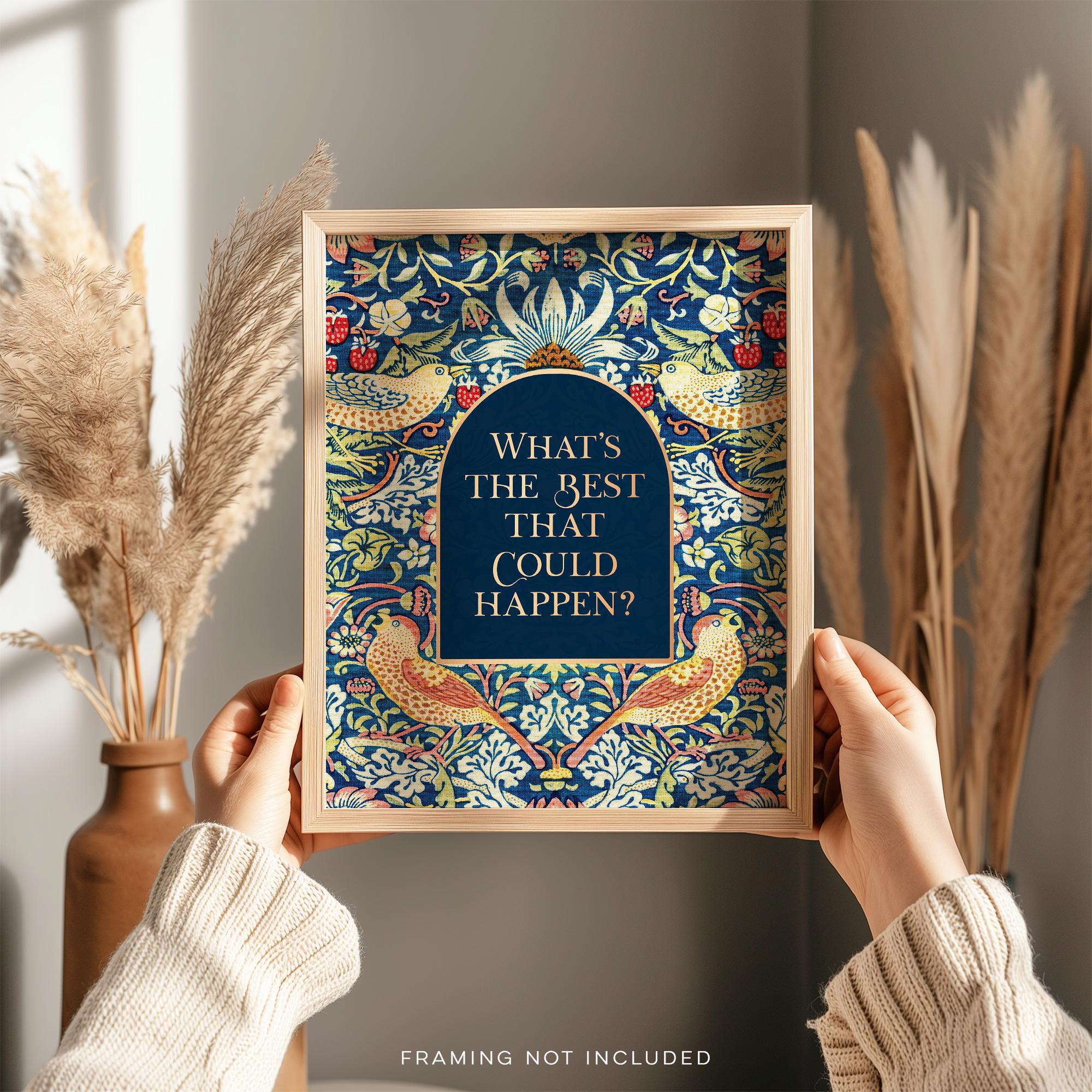 What's the Best that Could Happen, Gold Foil Print, Uplifting Wall Art, Aesthetic Room Decor for Office or Apartment, Encouraging Gift