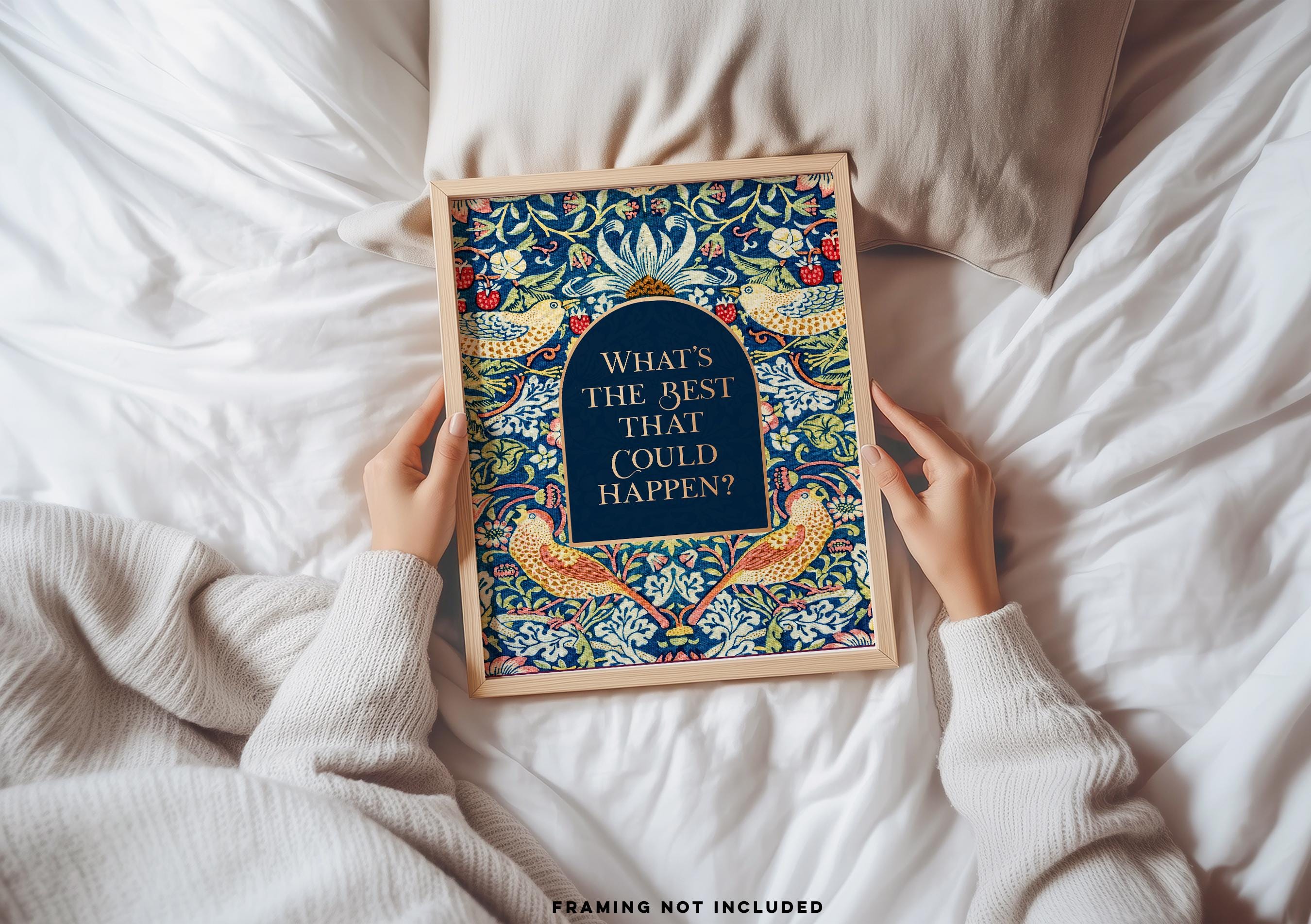 What's the Best that Could Happen, Gold Foil Print, Uplifting Wall Art, Aesthetic Room Decor for Office or Apartment, Encouraging Gift