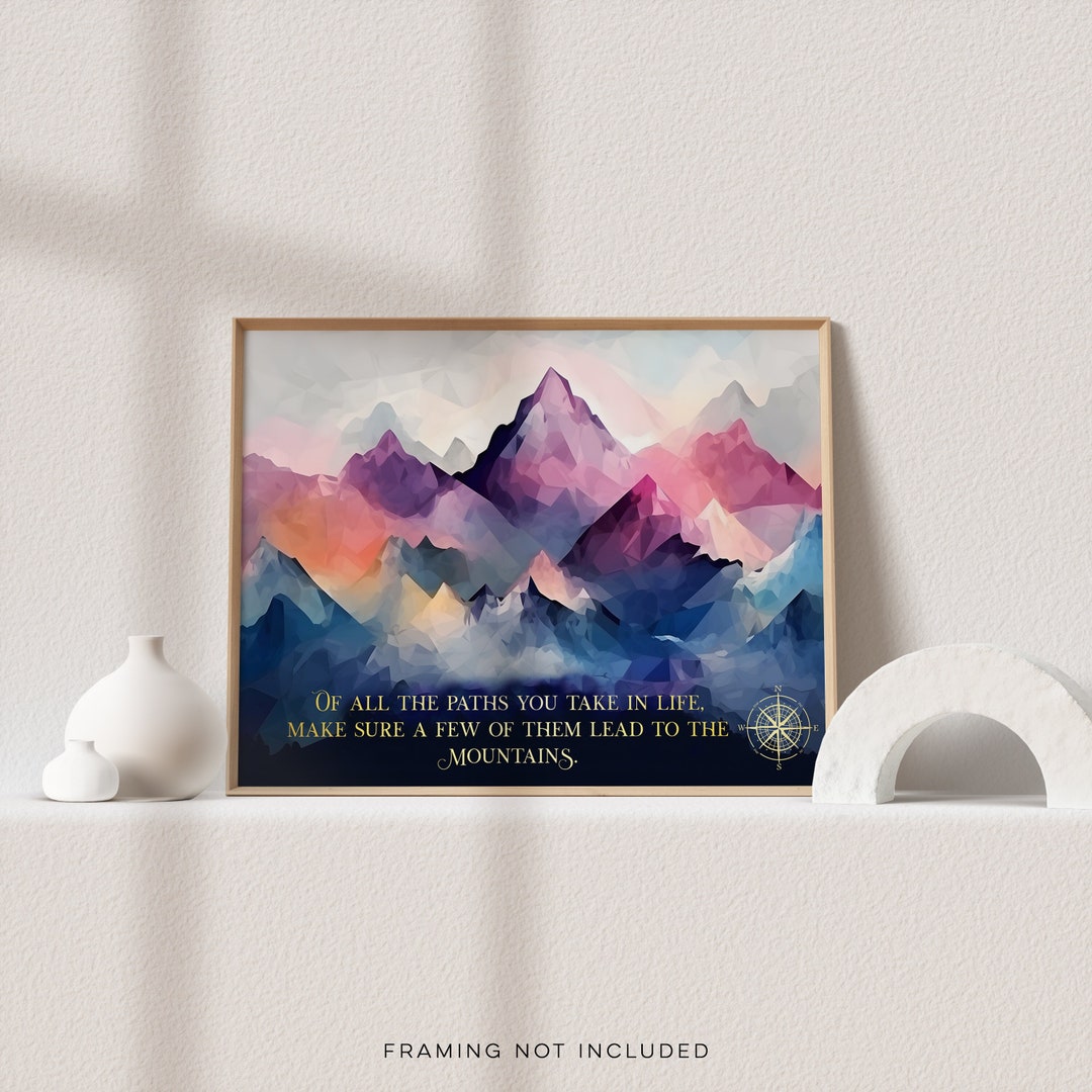 Gold Foil Mountain Print: John Muir Quote, Cabin Decor - Etsy