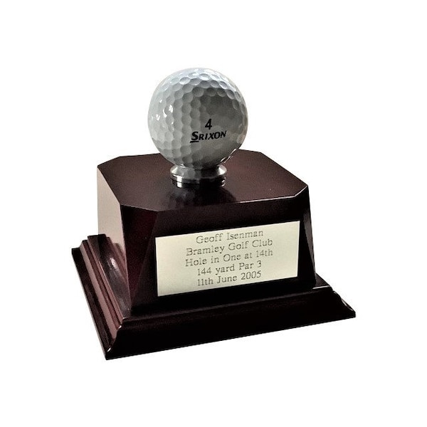 Trophée de golf personnalisé Hole in One Ace avec plaque gravée gratuite *PLUS de 400 vendus*