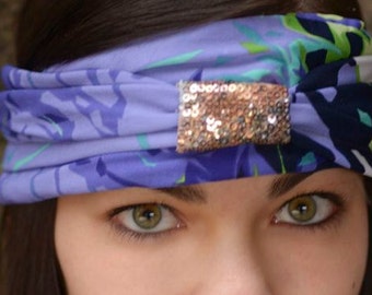 Lavender headband, top knot headband, sparkly women headband, Boho headband for women, Boho-chic Headband, Stretchy Headband, Fancy Headband