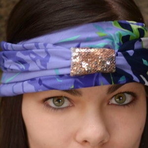 Lavender headband, top knot headband, sparkly women headband, Boho headband for women, Boho-chic Headband, Stretchy Headband, Fancy Headband