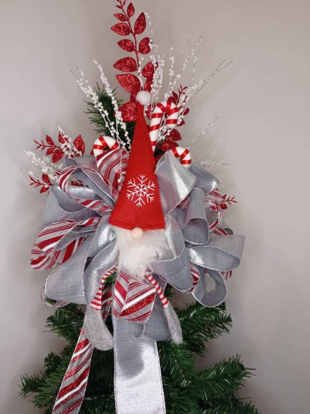 Super Deluxe Gonk Christmas Tree Topper in Red White Candy Etsy