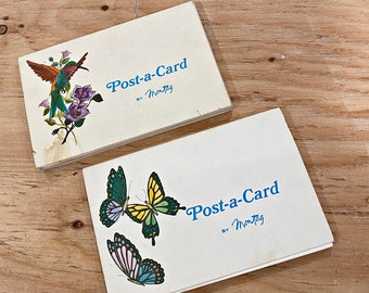 Vintage 1970s 2 Post-a-Card Booklets By Montag Birds Butterflies