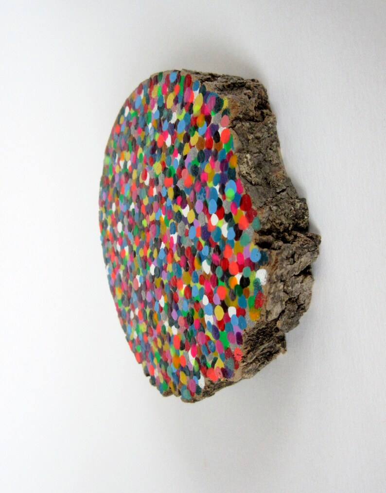 Dot tree slice colorful painting sculpture art Etsy