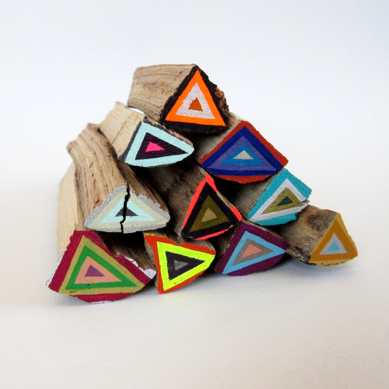 Petit Risque Fluo Bûcheron Bois Art Sculpture Peinture Peinte Etsy