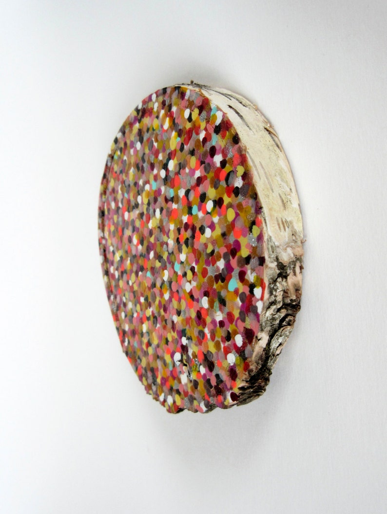 Dot tree slice colorful painting sculpture art Etsy