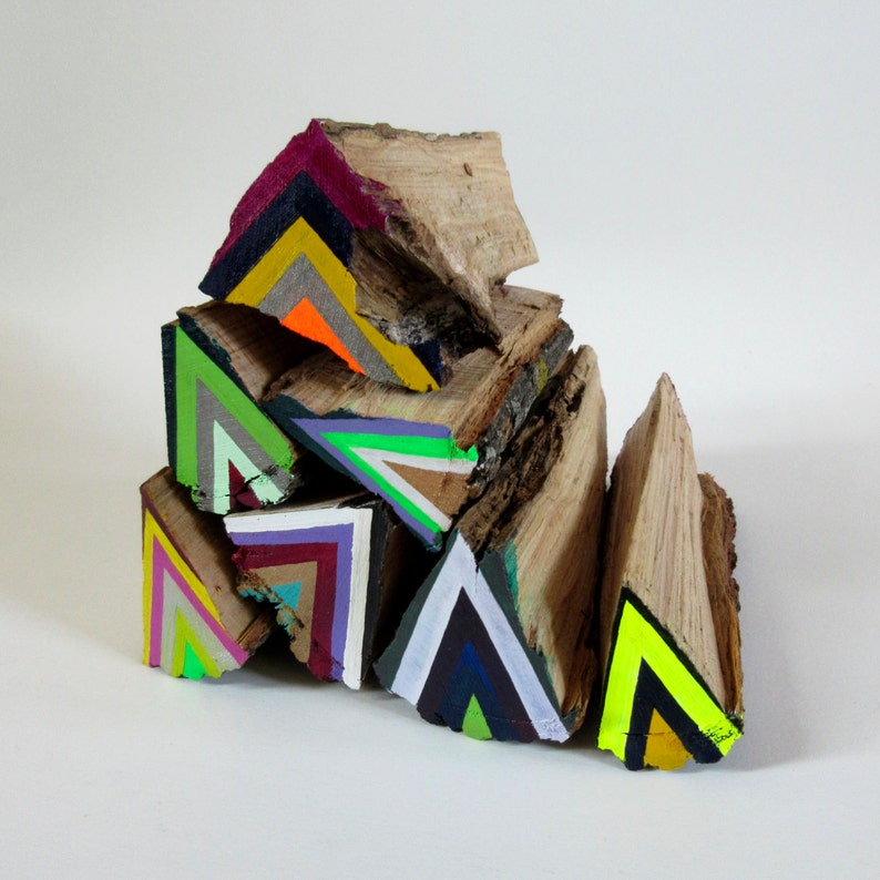 Moyenne Fluo Bûcheron Bois Sculpture Peinture Art Coloré Etsy