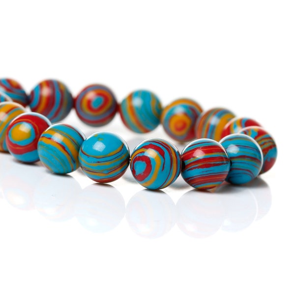 Graffiti Blue Fordite Beads-8mm