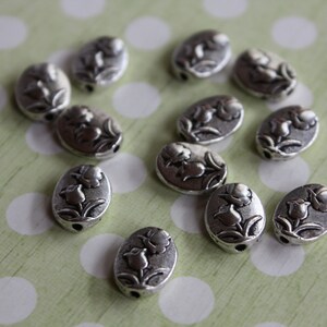 Flower Silohouette Pewter Beads
