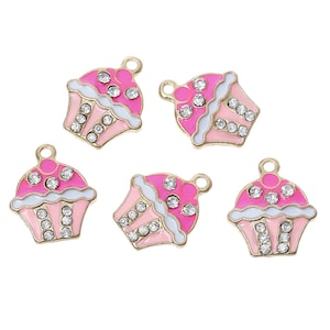 Colorful Pink Cupcake Charms