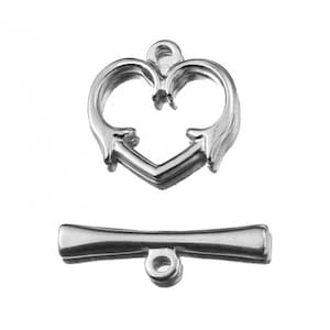 15mm Stainless Steel Delicate Heart Toggle Clasp