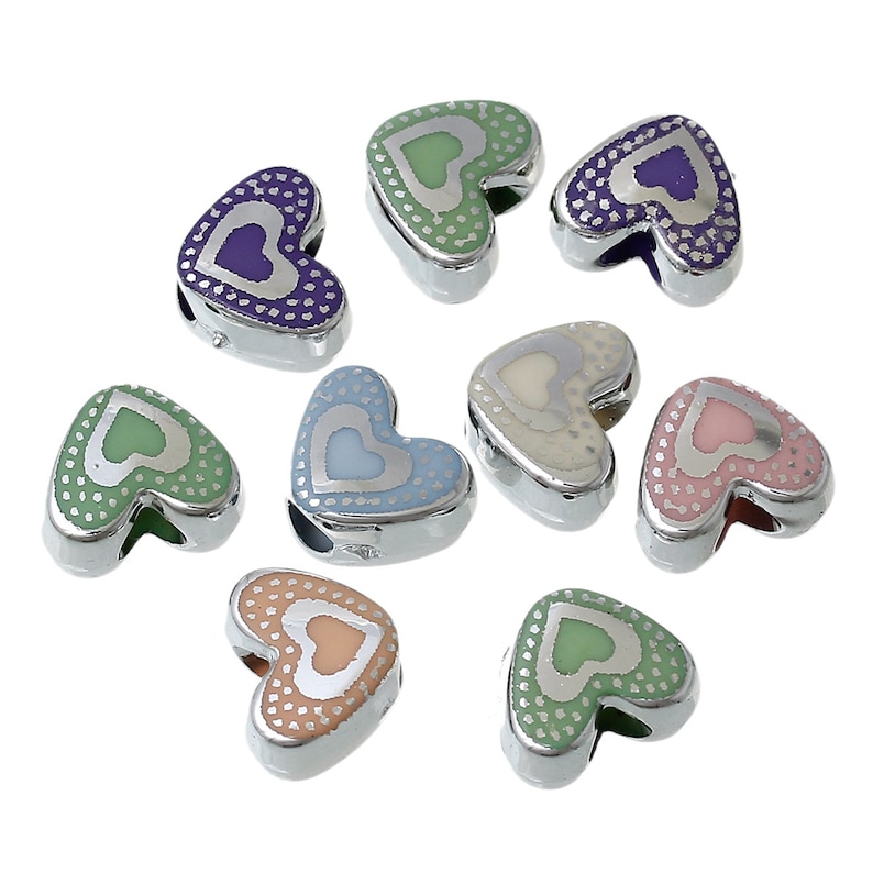 Cute Very Shiny Acrylic Heart Beads