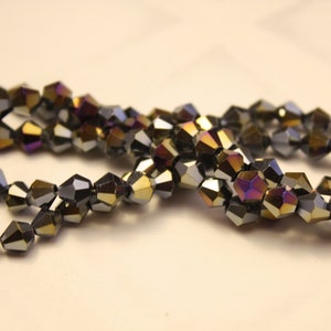 Rainbow Jet Black Glass Bicones