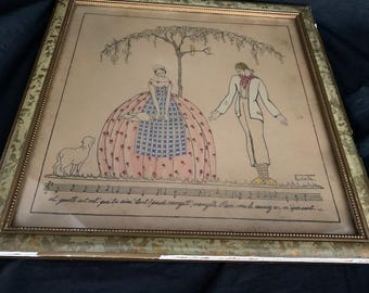 art  deco franed pochoir