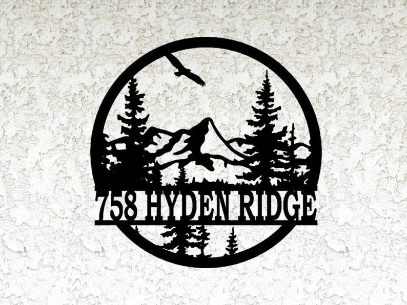 mountain-pine-tree-address-sign-personalized-address-metal-etsy