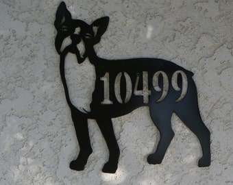 Personalized Boston Terrier Address Metal Sign - Custom Boston Terrier Address sign
