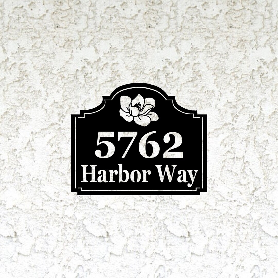 Magnolia Address Sign - Personalized Address Metal Sign - Custom ...
