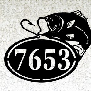 Bass adresbord - gepersonaliseerd adres metalen bord - aangepast adresbord - metalen kunst - visadresbord - metalen bas-Made In USA-Cadeaus