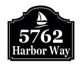 Sailboat Address sign - Personalized Address Metal Sign - Custom Address sign