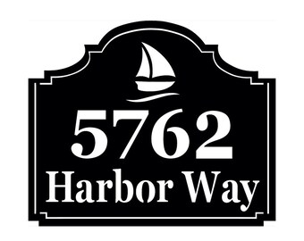 Sailboat Address sign - Personalized Address Metal Sign - Custom Address sign