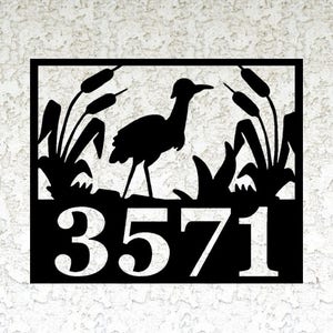 Egret - Great Blue Heron - Sandhill Crane Address sign - Personalized Address Metal Sign - Custom Address