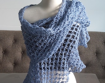 shawl, shoulder wrap - blue - by Mywaycrochet