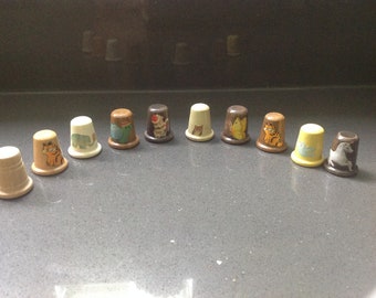 Set of Four Thimbles Four Seasons of The Year Gold Top Birchcroft Porcelain China Collectable